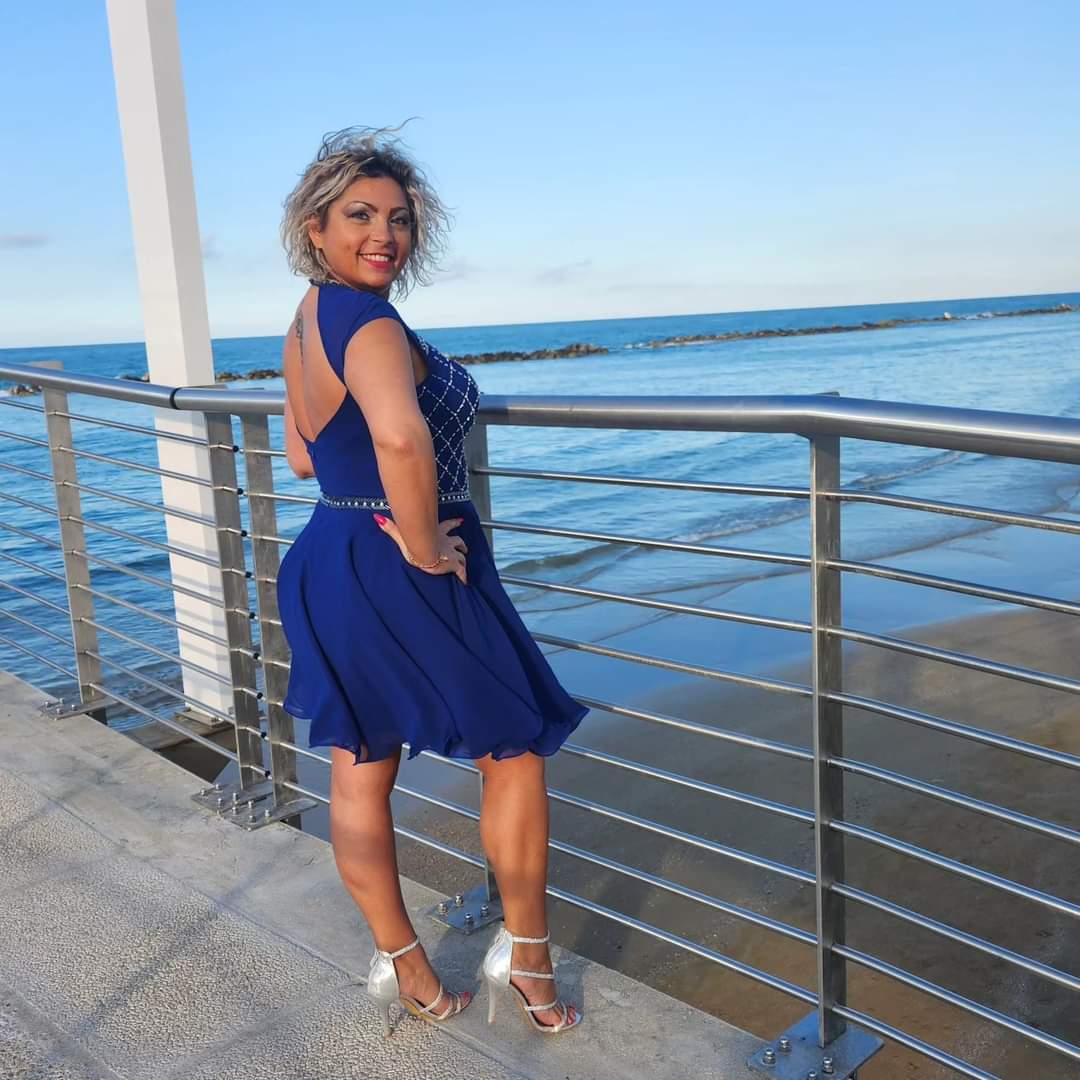 Abito sartoriale blu elettrico con perline - HORO