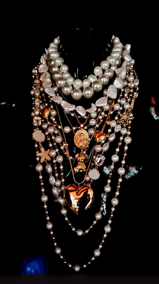 Collana lunga bianca e oro 📿 LIANAS