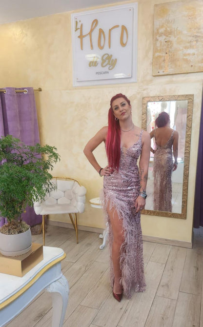 Abito rosa paillettes e piume ✨️ ALLURE EVENING